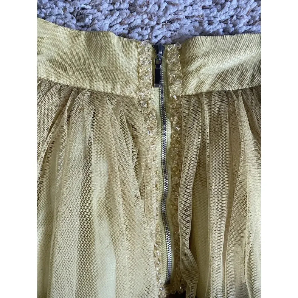 twelve by Princess tulle skirt Women xs stripe olive yellow Flare High Rise - Picture 9 of 11